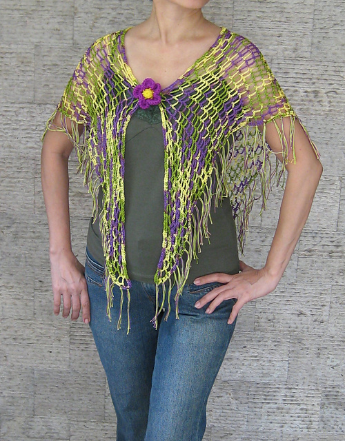 Tropical Shawl with fringe