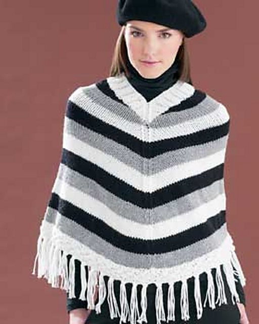 Striped V-Neck Poncho
