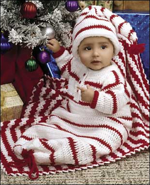 Red & White Layette: Afghan