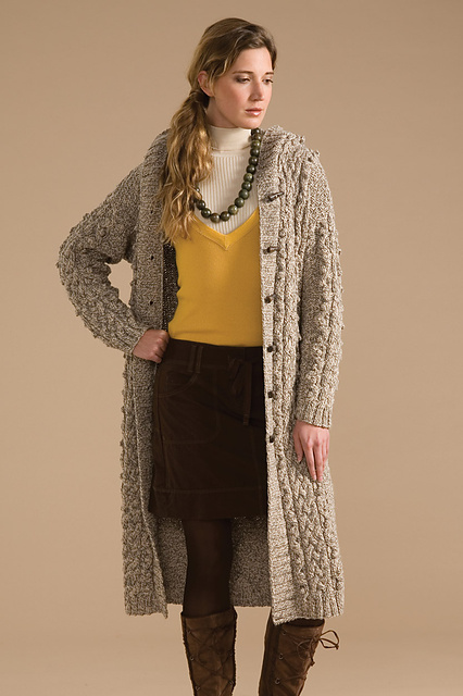 Cabled Coat with Hood
