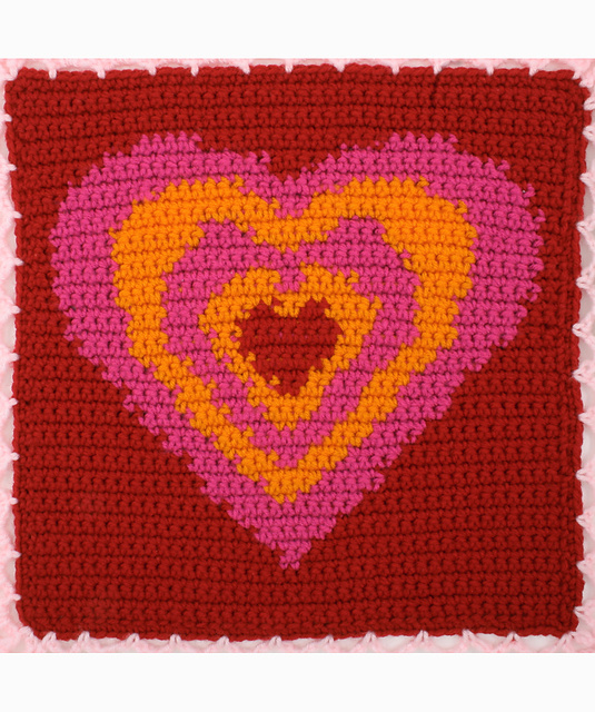 Heart Squares Afghan, Square 1: Psychedelic Heart
