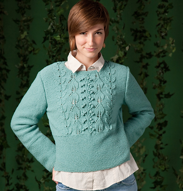 Garter and Floral Pullover