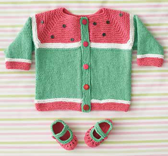 Watermelon Cardigan and Booties