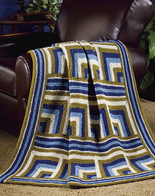 Ravelry: Mitered Squares & Stripes Throw pattern by Lisa Carnahan