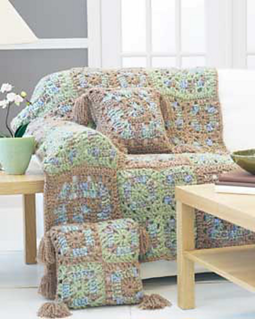 Granny Square Afghan and Pillows