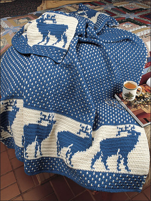Reindeer in the Snow Afghan