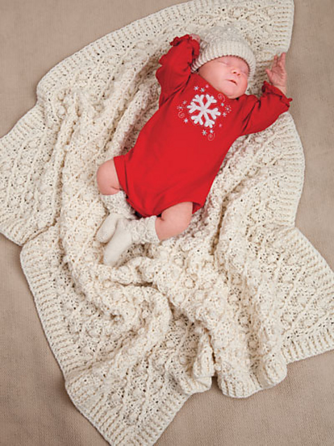 Aran Baby Blanket, Hat and Booties