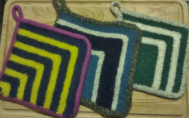 Mitered Square Felted Potholders
