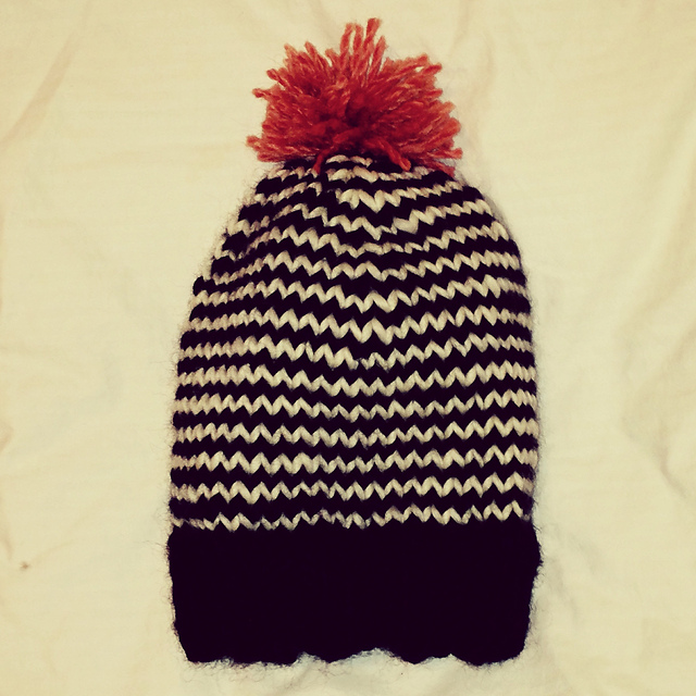Stripey Pom Pom Hat