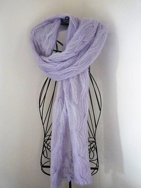 reversible cabled rib shawl