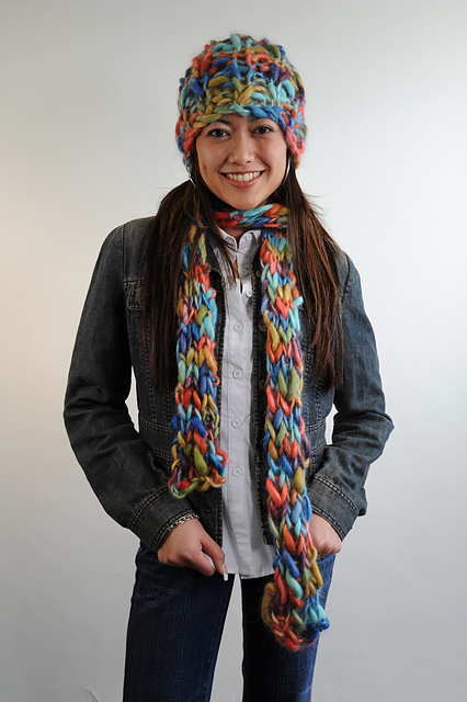 1476 Ribbed hat and scarf set