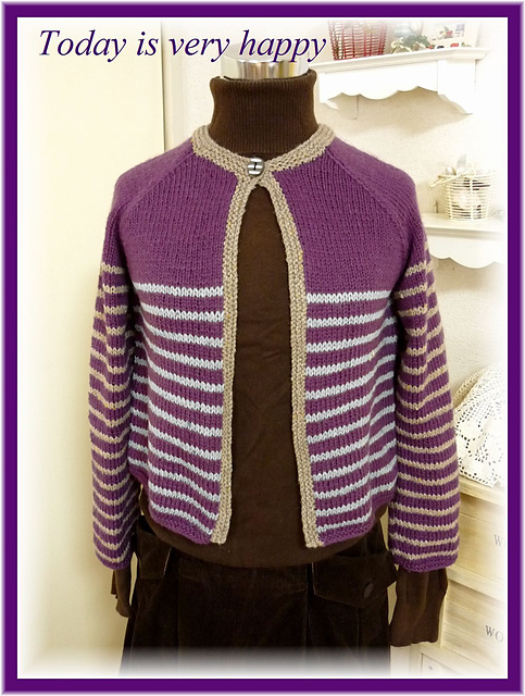 border cardigan（ラグランスリーブのボーダーカーディガン）