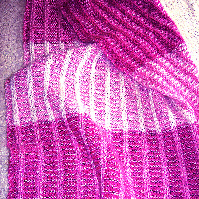 Reversible Baby Afghan with Double Knit Stripes