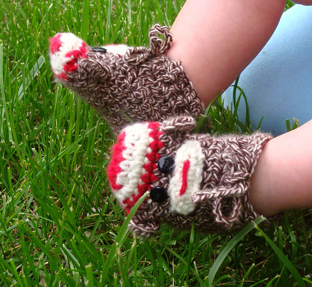 Monkey Face Baby Booties