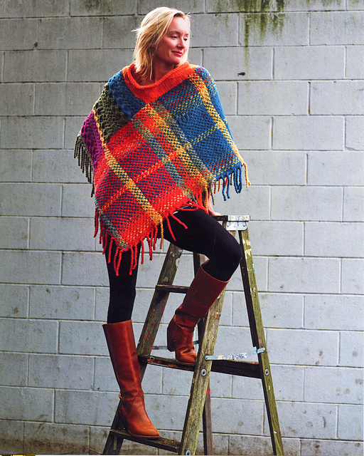 Imperial Cable & Plaid Poncho