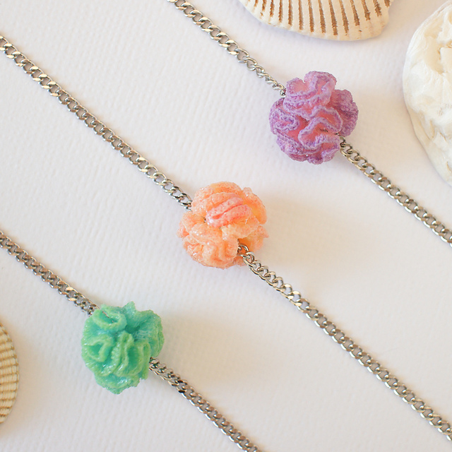 Miniature coral ball necklace