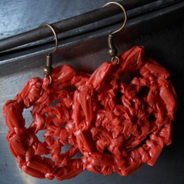 Bullion-Rimmed Flower Drop Earrings