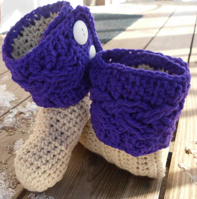 Child Cable Cuffed Slipper Boot