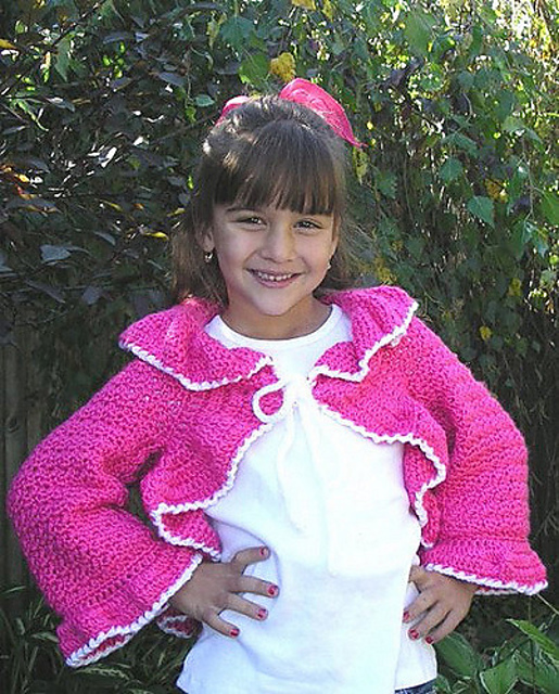 Ravelry Girl's Ruffled Shrug pattern by Laura Wiley