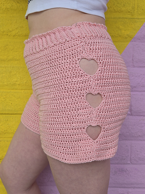 Candy Heart Crochet Shorts