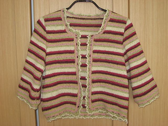 p.26 3/4-sleeve Striped Cardigan