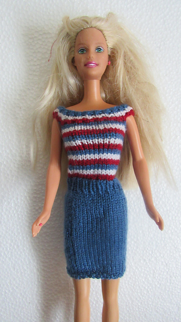 #0119 Red, White & Blue Dress with Striped Bodice