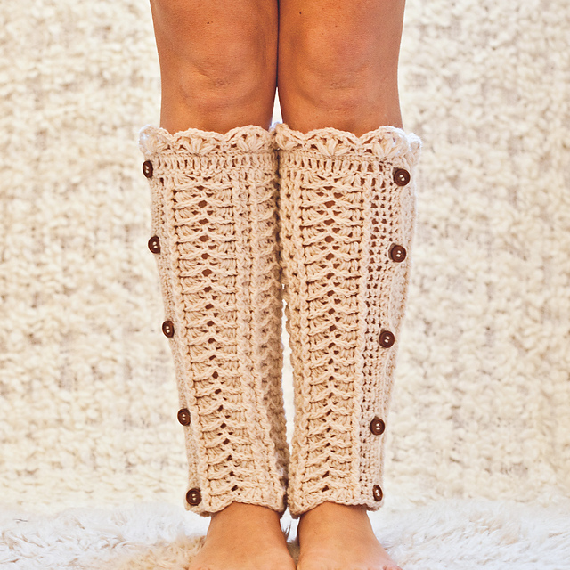 Ivory Buttoned Leg Warmers