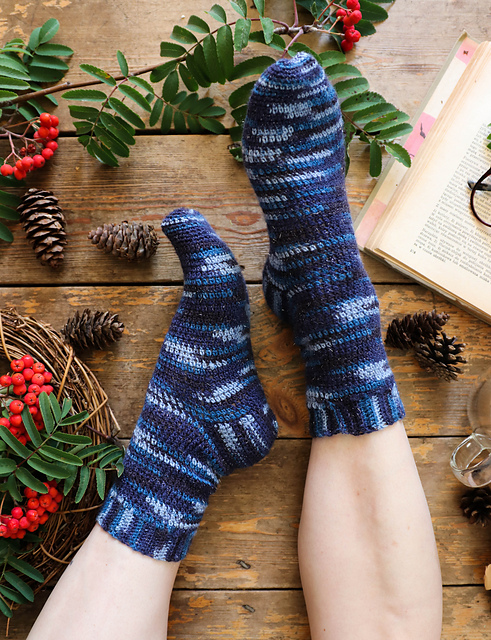 Basic crochet sock with heel flap