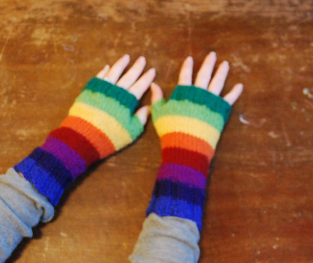 Rainbow Fingerless Gloves