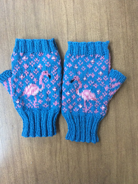 Flamingo Fingerless Mitts