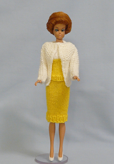 Pullover, Skirt and Contrast Cardigan