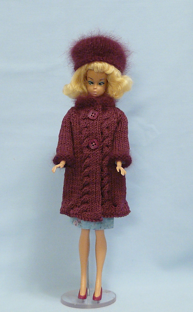 Teen Doll's Cable Coat and Angora Hat A-2