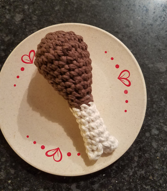 Ravelry Chicken Drumstick Baby Rattle pattern by Lykoi Kittens