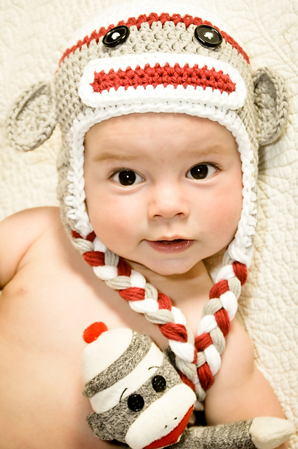 Sock Monkey Earflap Hat