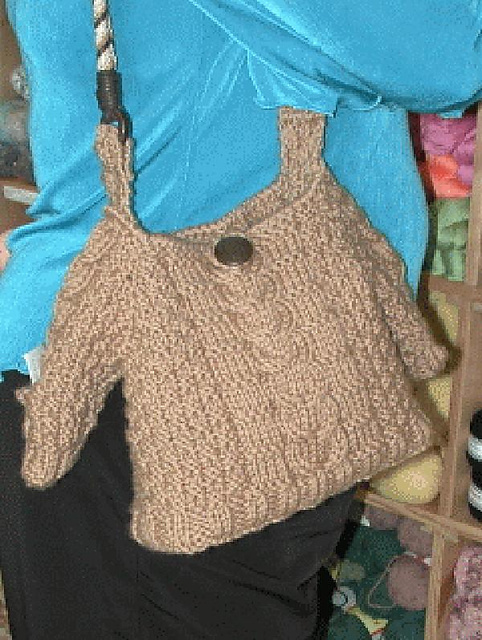 SWEATERS ARE MY BAG, an Aran sweater purse