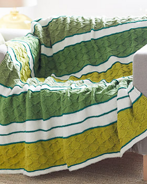 Block Quilt Striped Afghan