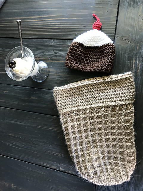 Newborn Ice Cream Cone Snuggle Sack + Hat