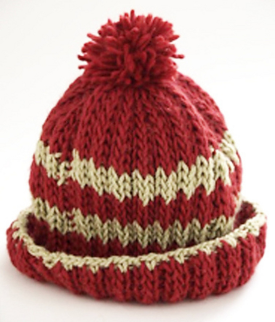 Stripe Hat in Rib Stitch