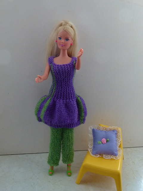 #0890 Lilac and Green Dress and Leggings
