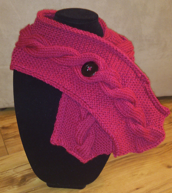 Buttoned Cable Knit Scarf