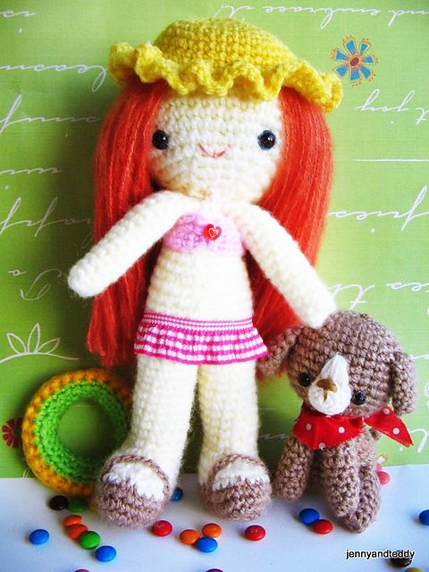 amigurumi girl marmalade and her little friend
