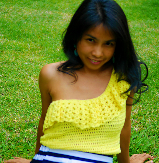one shoulder ruffle top