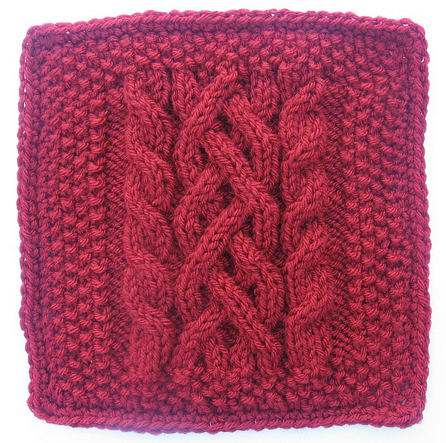 Ship to Shore 9" Knit Cabled Afghan Block