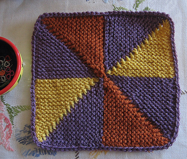 Knit PInWheel 9" afghan block