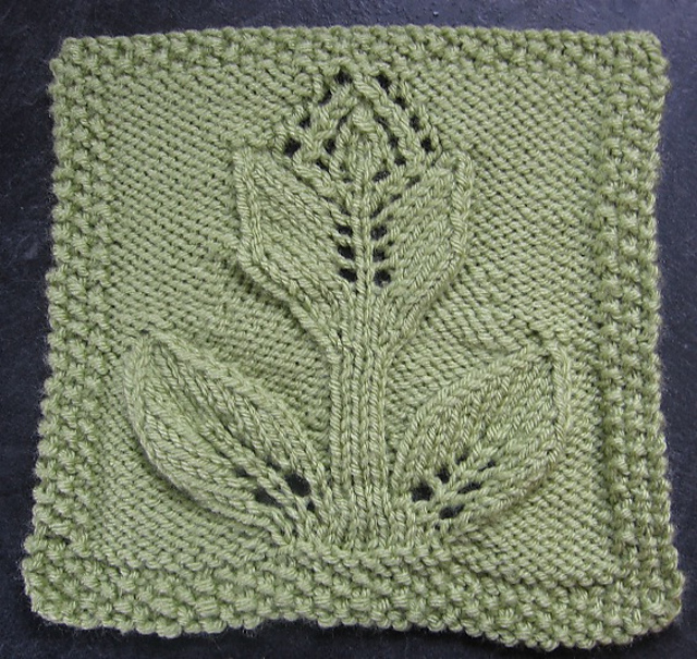 Turn Over a Leaf Tulip 9" afghan block dishcloth