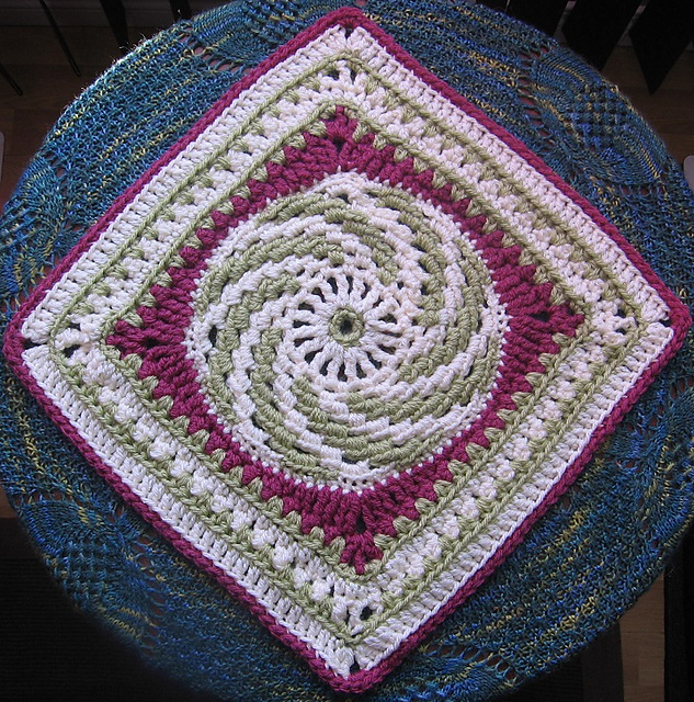 Spiralling into Spring  9"/12" Afghan Block Square