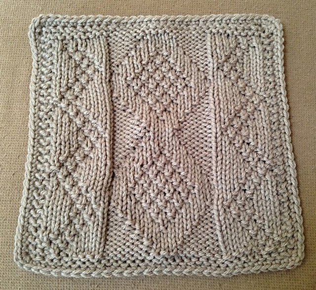 Carbon Dating 9" Knit Afghan Block Dishcloth