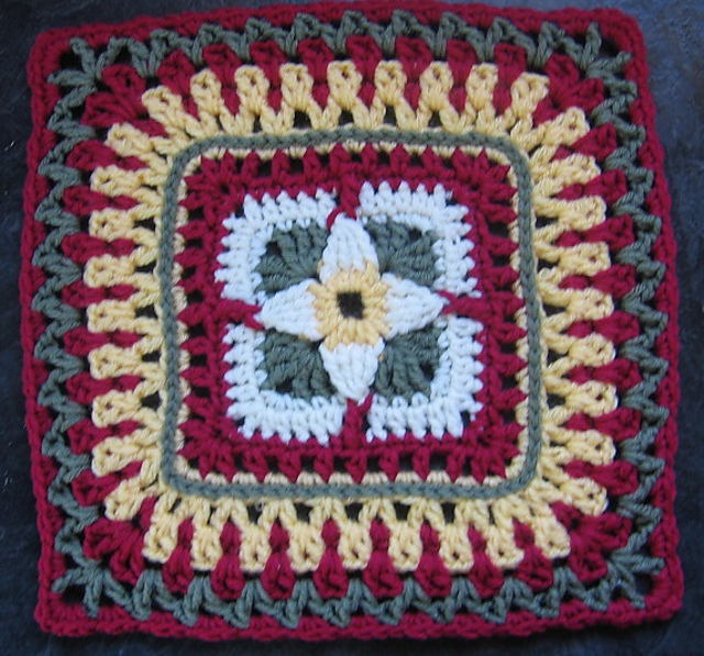 Tie a Yellow Ribbon 12" Afghan Block Square