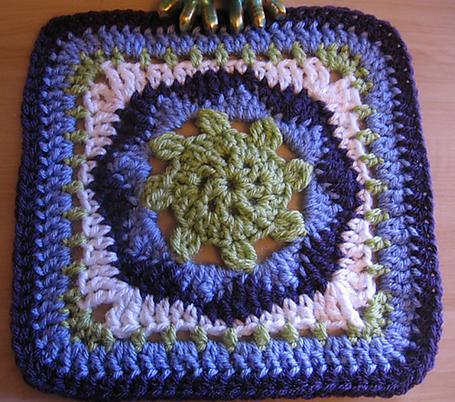 Lazy Sunday Afghan Block 9" (adaptable to larger)