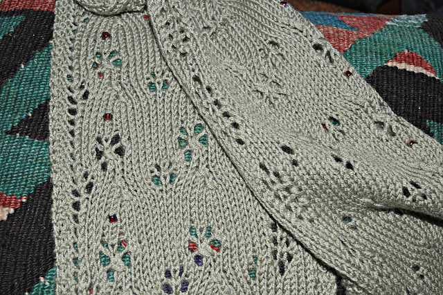 Frangipani Mini Blossoms and Leaves Lace Knit Scarf